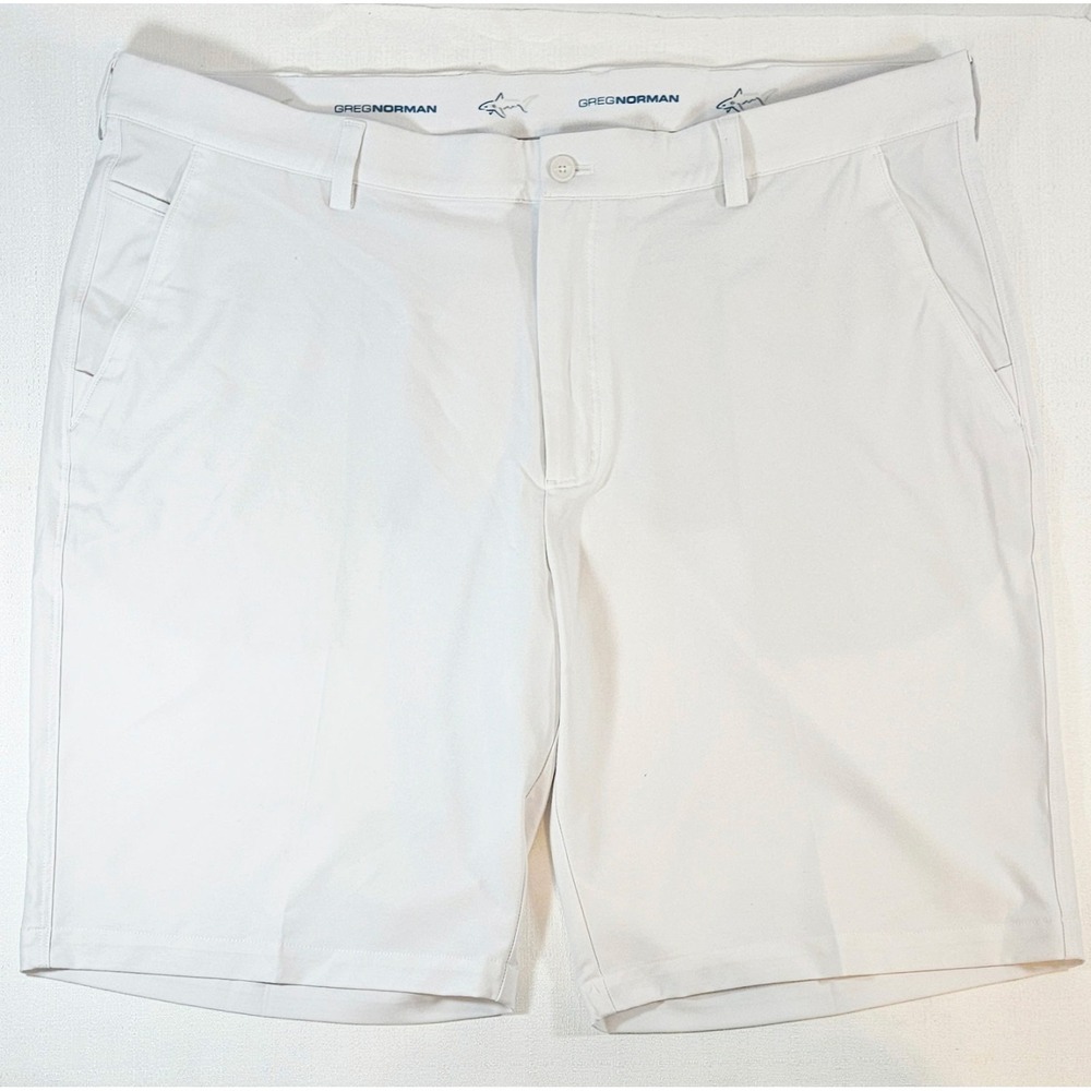 Greg Norman Mens ML75 Microlux Play Dry Performance Golf Shorts White Sz 40